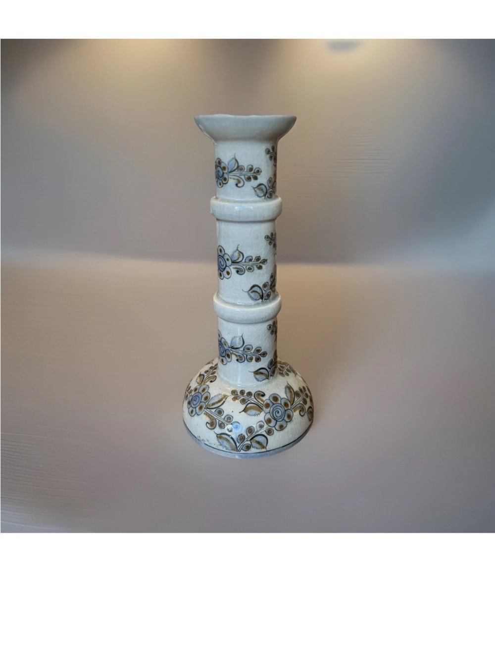El Paloma Mexico Tonala Pottery Large Candle Holder 11.25” Tall 5” Base VTG